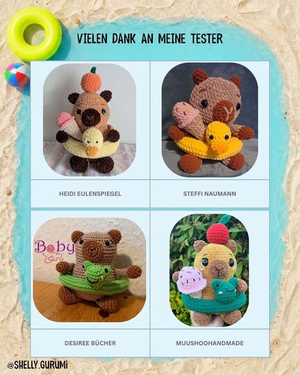 Capybara Summer Edition Crochet Pattern PDF English and German