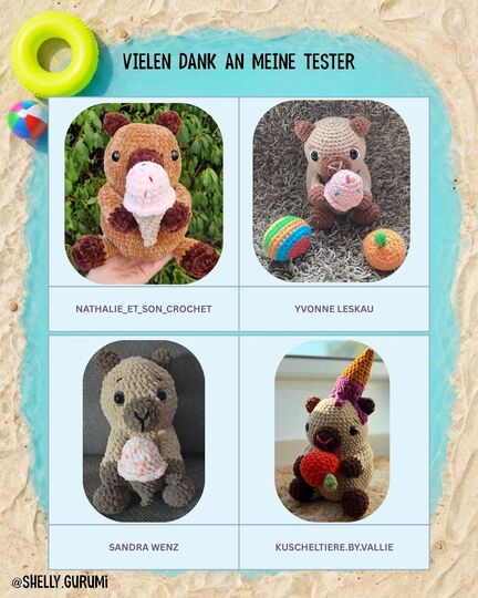 Capybara Summer Edition Crochet Pattern PDF English and German