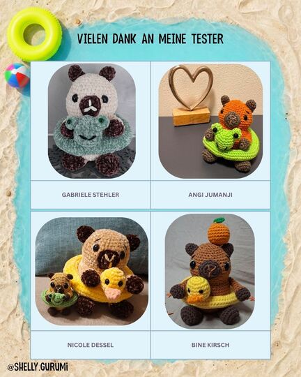 Capybara Summer Edition Crochet Pattern PDF English and German