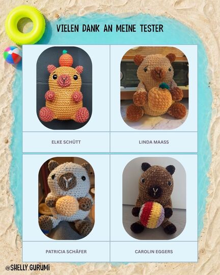 Capybara Summer Edition Crochet Pattern PDF English and German