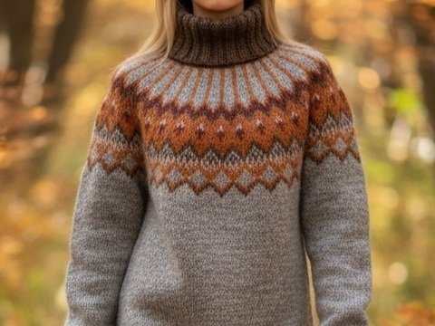 Strickanleitung Islandpullover „Alfheidur Autumn Witch“ | Ístex Léttlopi
