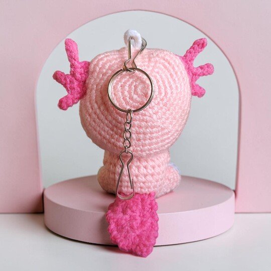 Cat Axolotl Bag Charm, Crochet Keychain Pattern, Backpack Buddy