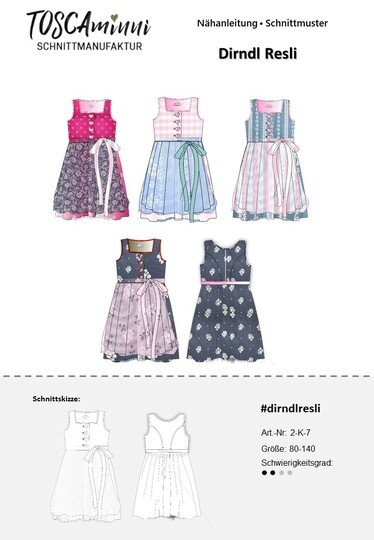 Kinderdirndl Resli Gr. 80-140 Schnittmuster