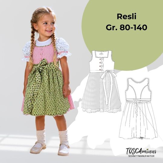 Kinderdirndl Resli Gr. 80-140 Schnittmuster