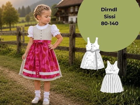 Kinderdirndl Sissi Gr. 80-140 Schnittmuster & Nähanleitung