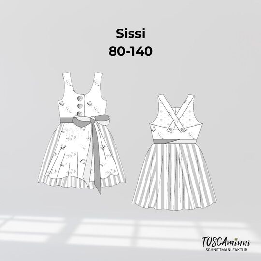 Kinderdirndl Sissi Gr. 80-140 Schnittmuster & Nähanleitung