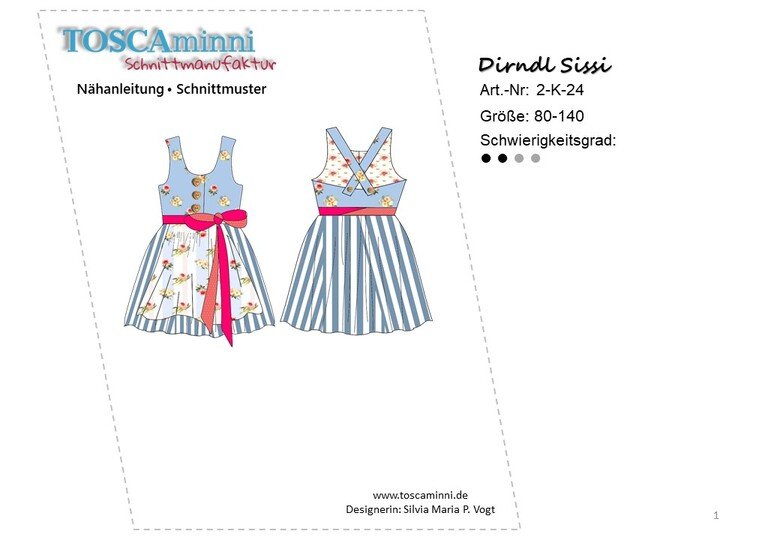 Kinderdirndl Sissi Gr. 80-140 Schnittmuster & Nähanleitung