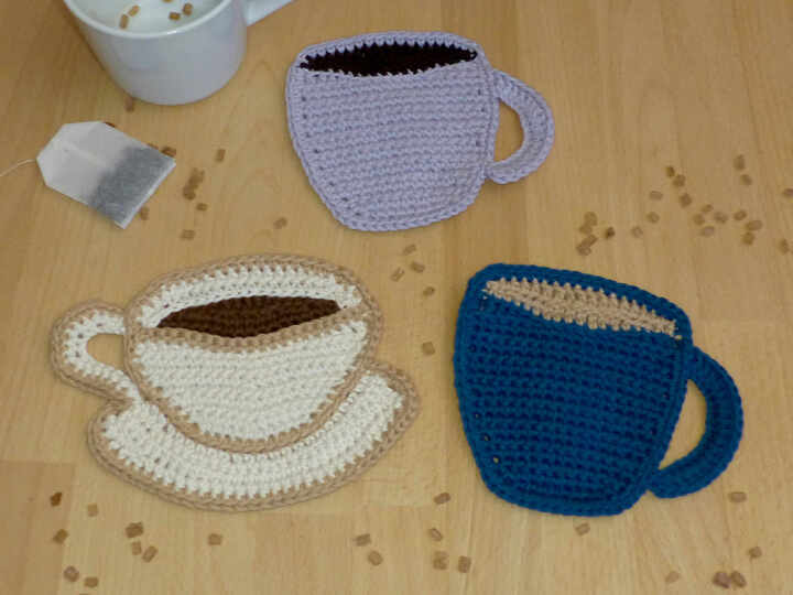 Häkelanleitung Untersetzer Kaffeebecher und Teetasse