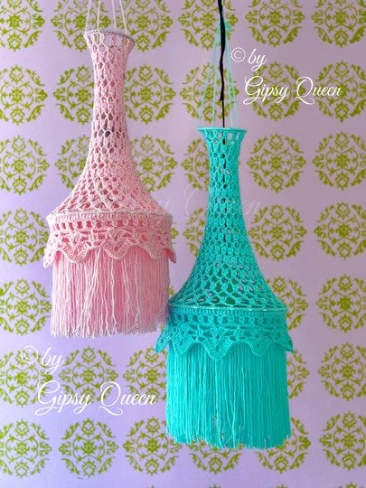 Häkelanleitung Rosalie  Lampe Boho – Hängelampe häkeln – Häkel Deko