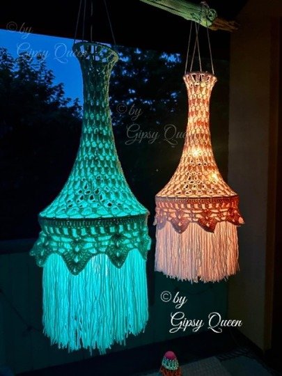 Häkelanleitung Rosalie  Lampe Boho – Hängelampe häkeln – Häkel Deko