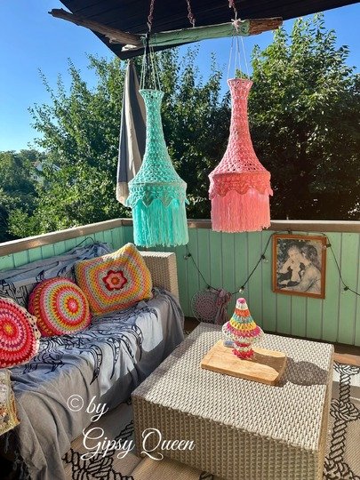 Häkelanleitung Rosalie  Lampe Boho – Hängelampe häkeln – Häkel Deko