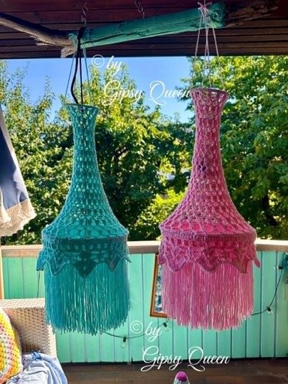 Häkelanleitung Rosalie  Lampe Boho – Hängelampe häkeln – Häkel Deko