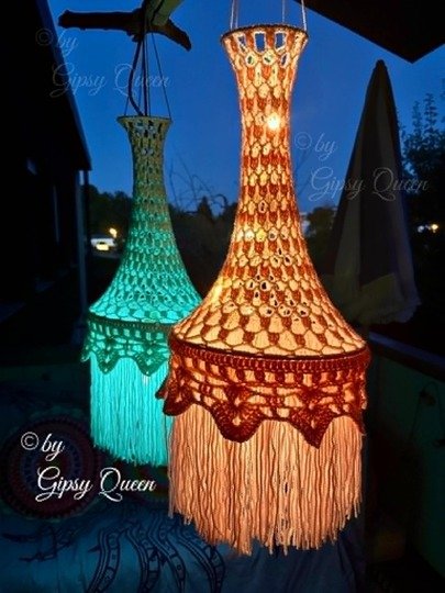 Häkelanleitung Rosalie  Lampe Boho – Hängelampe häkeln – Häkel Deko