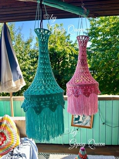 Häkelanleitung Rosalie  Lampe Boho – Hängelampe häkeln – Häkel Deko