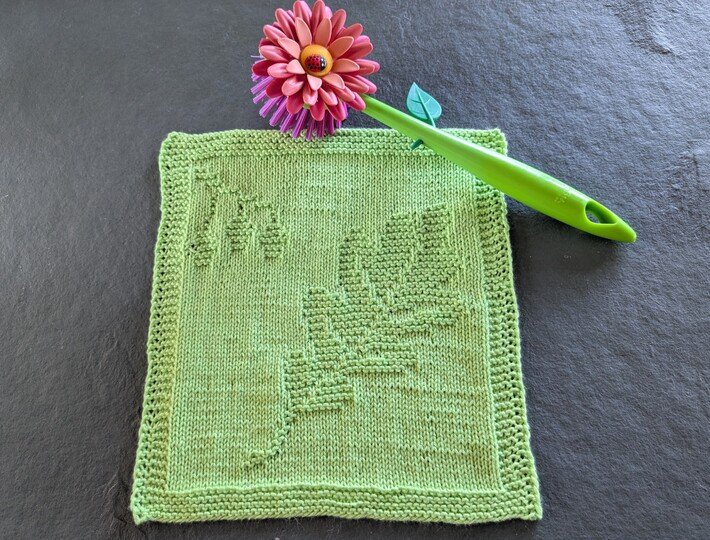 Strickanleitung Waschlappen / Spültuch "Herbstblatt" - einfach
