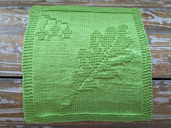 Strickanleitung Waschlappen / Spültuch "Herbstblatt" - einfach