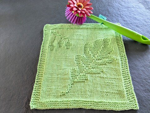 Strickanleitung Waschlappen / Spültuch "Herbstblatt" - einfach