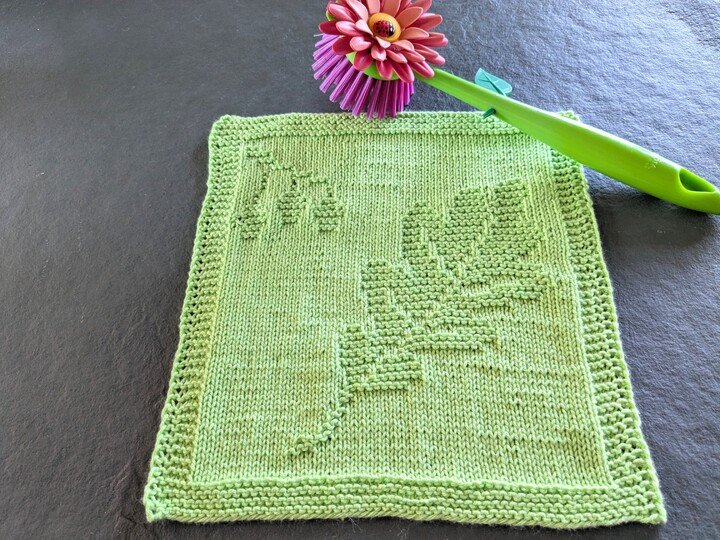Strickanleitung Waschlappen / Spültuch "Herbstblatt" - einfach