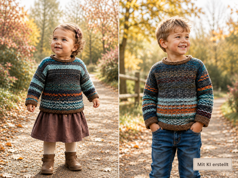 Kinderpullover im Strukturmuster * Strickanleitung in 5 Größen