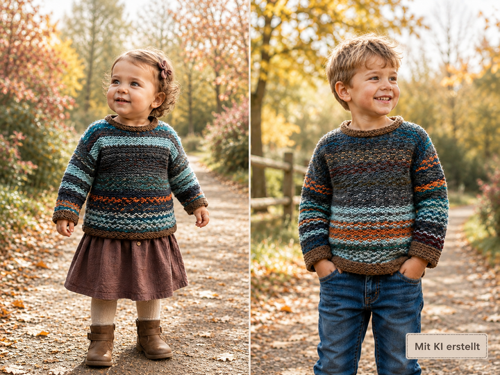 Kinderpullover im Strukturmuster * Strickanleitung in 5 Größen