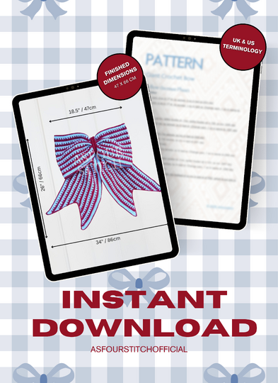 Giant Crochet Front Door Bow Pattern PDF (US & UK terms) and Video Tutorial