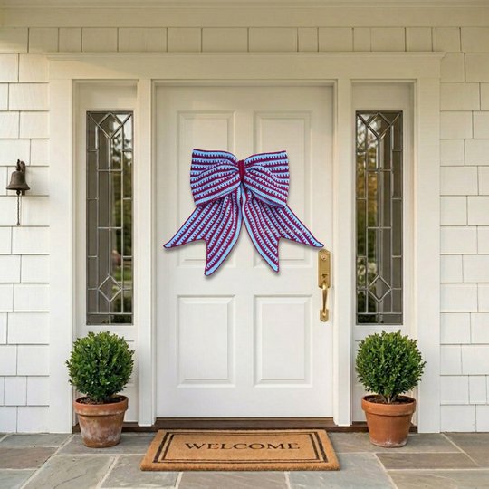 Giant Crochet Front Door Bow Pattern PDF (US & UK terms) and Video Tutorial