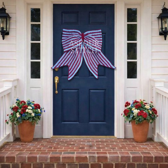 Giant Crochet Front Door Bow Pattern PDF (US & UK terms) and Video Tutorial