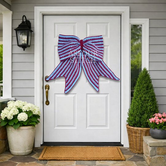 Giant Crochet Front Door Bow Pattern PDF (US & UK terms) and Video Tutorial