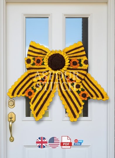 Big Sunflower Bow Crochet Pattern PDF and Video Download