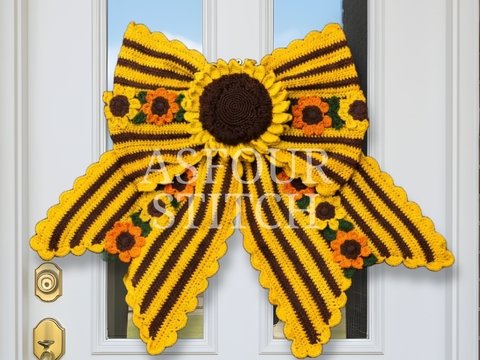 Big Sunflower Bow Crochet Pattern PDF and Video Download