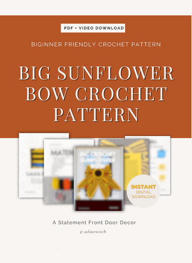 Big Sunflower Bow Crochet Pattern PDF and Video Download