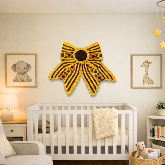 Big Sunflower Bow Crochet Pattern PDF and Video Download