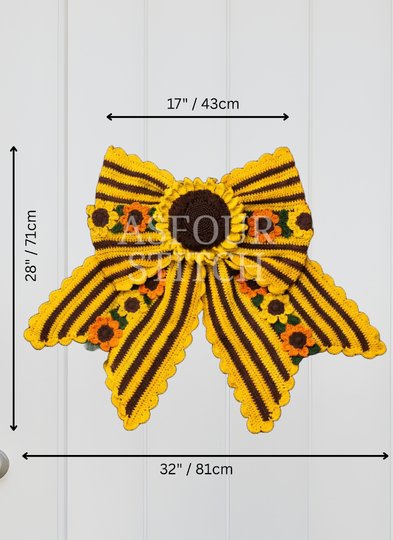 Big Sunflower Bow Crochet Pattern PDF and Video Download