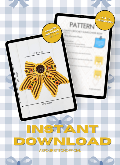 Big Sunflower Bow Crochet Pattern PDF and Video Download