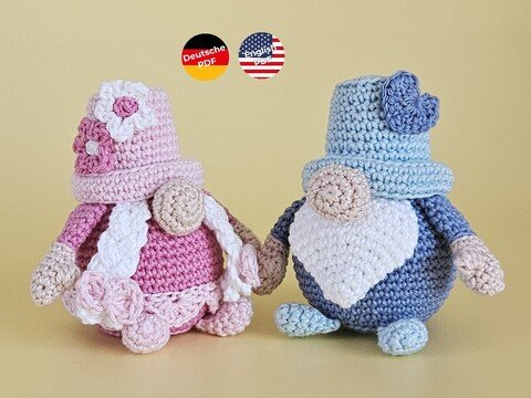 Wichtel Duo Keksi & Krümel mit Blumentopfhut – Häkelanleitung