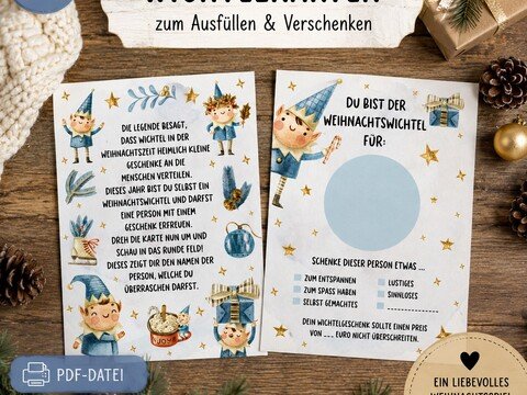 Wichtelkarten Weihnachten PDF Wichtelspiel Weihnachtswichtel