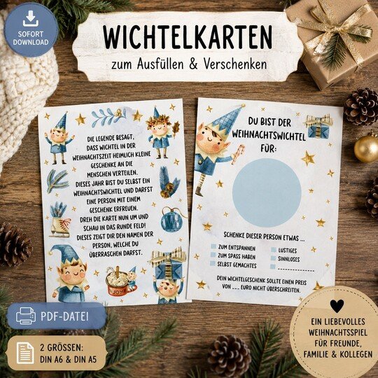 Wichtelkarten Weihnachten PDF Wichtelspiel Weihnachtswichtel