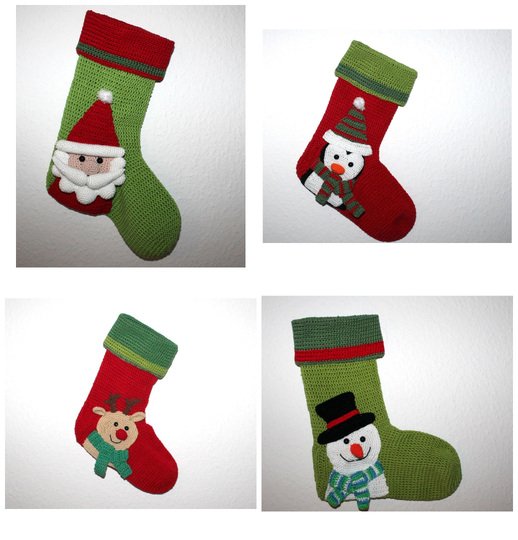 Crochet Four Christmas Stockings – Set Pattern in English & German