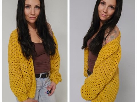PDF Häkelanleitung Cardigan Honey / herbstliche Hexagon Jacke häkeln