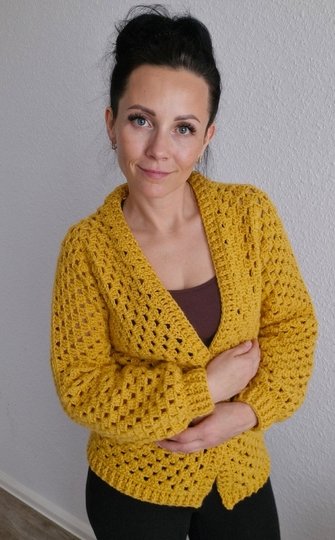 PDF Häkelanleitung Cardigan Honey / herbstliche Hexagon Jacke häkeln