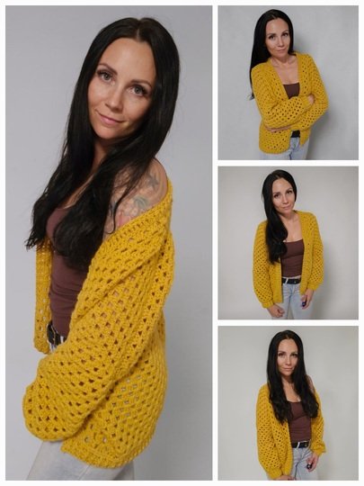 PDF Häkelanleitung Cardigan Honey / herbstliche Hexagon Jacke häkeln