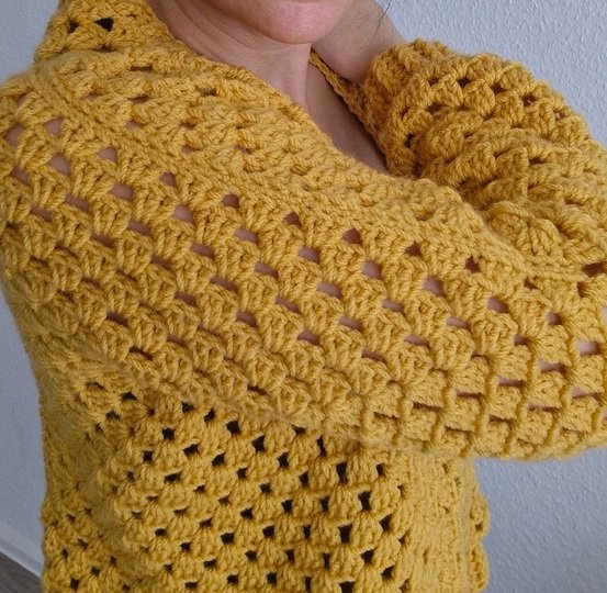 PDF Häkelanleitung Cardigan Honey / herbstliche Hexagon Jacke häkeln