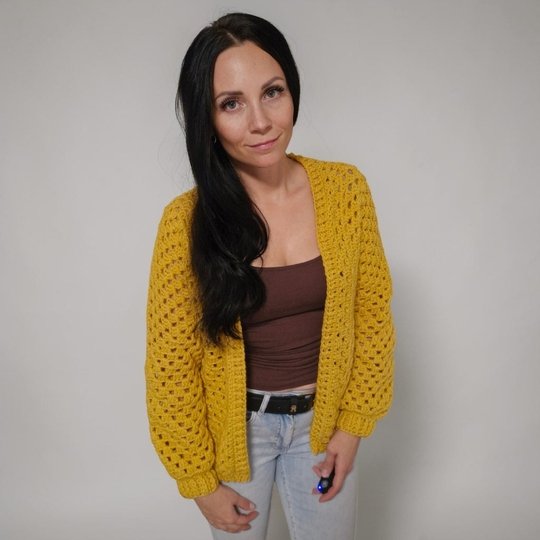 PDF Häkelanleitung Cardigan Honey / herbstliche Hexagon Jacke häkeln