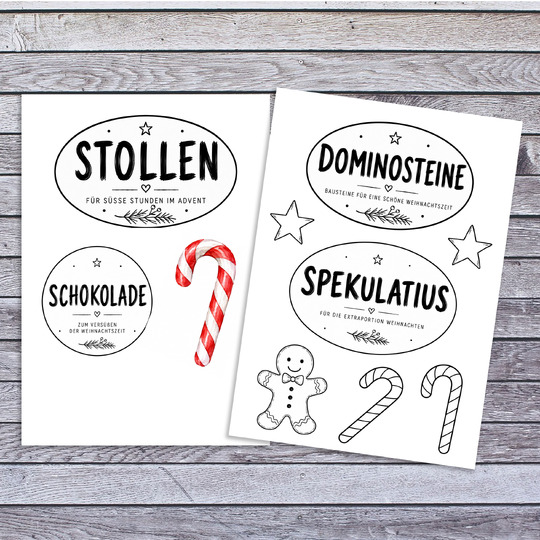 Geschenkkorb Weihnachten Etiketten PDF | 26 Weihnachts-Etiketten