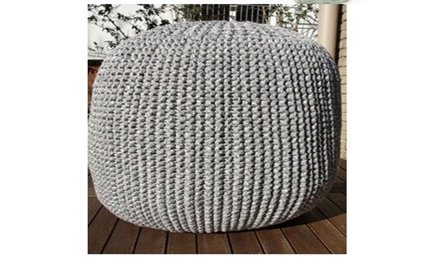 Hoher abgeflachter Strickpouf Strickanleitung