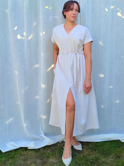 Maxikleid Schnittmuster PDF – Kleid mit V-Ausschnitt, Taschen & Schlitz