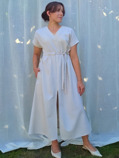 Maxikleid Schnittmuster PDF – Kleid mit V-Ausschnitt, Taschen & Schlitz