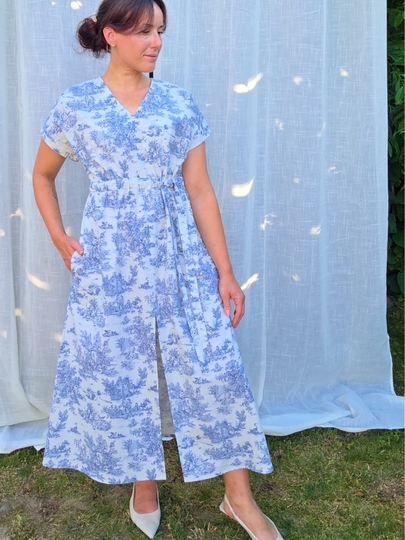 Maxikleid Schnittmuster PDF – Kleid mit V-Ausschnitt, Taschen & Schlitz