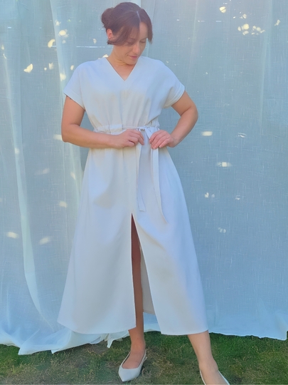 Maxikleid Schnittmuster PDF – Kleid mit V-Ausschnitt, Taschen & Schlitz