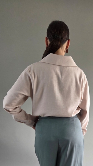 elegante Damen Bluse PDF Schnittmuster lange Ärmel V-Ausschnitt und Kragen